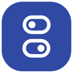 Toggle switch icon on blue background