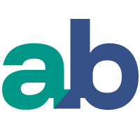 Logo featuring letters 'a' and 'b'.