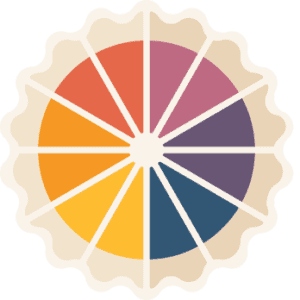 Colorful circular graphic divided into segments