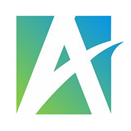 Stylized letter A in green and blue
